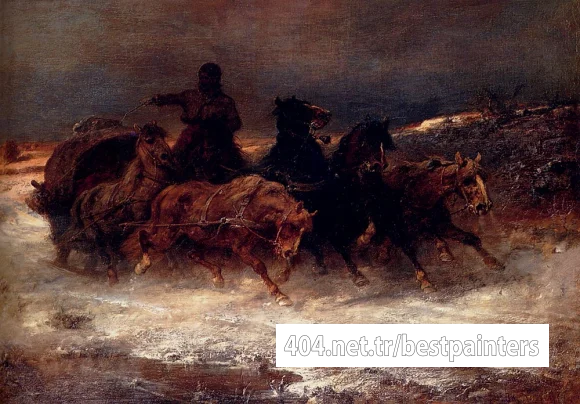 Schreyer_Adolf_A_Troika_In_Winter