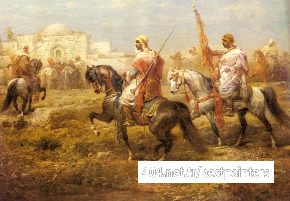 Schreyer_Adolf_Arab_Cavalry_Approaching_An_Oasis