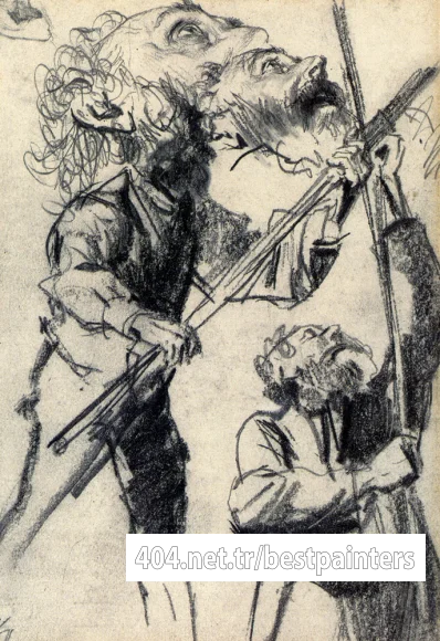 Menzel_Adolphe_Study_Of_A_Male_Three_Views