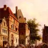 Eversen_Adrianus_A_Sunlit_Street_On_Market_Day