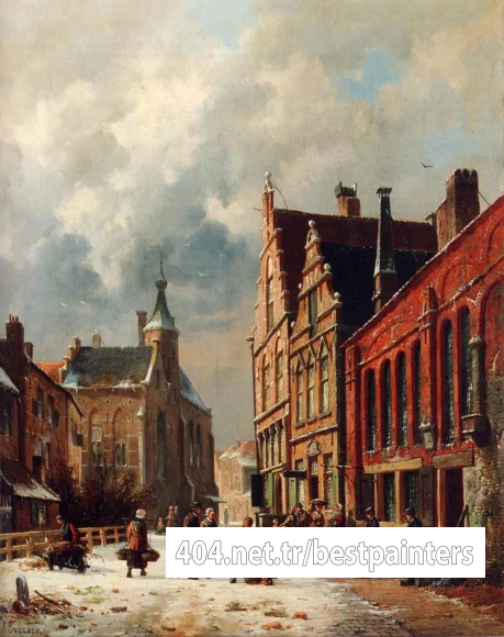 Eversen_Adrianus_A_View_In_A_Town_In_Winter