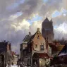 Eversen_Adrianus_Figures_In_A_Snowy_Village_Street