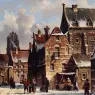 Eversen_Adrianus_Figures_In_The_Streets_Of_A_Wintry_Town