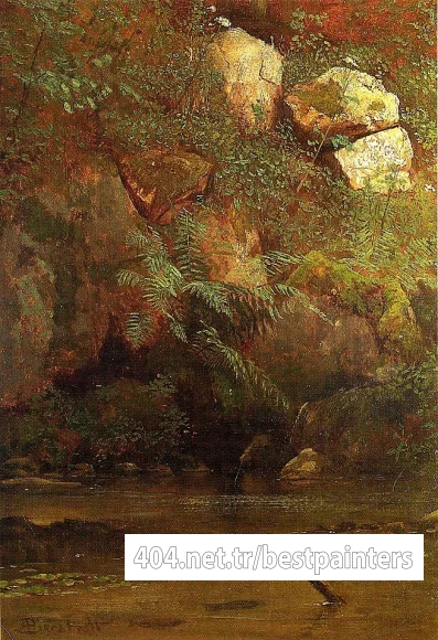 Bierstadt_Albert_Ferns_and_Rocks_on_an_Embankment