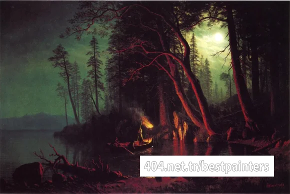 Bierstadt_Albert_Lake_Tahoe_Spearing_Fish_by_Torchlight