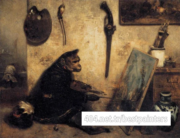 DECAMPS_Alexandre_Gabriel_The_Monkey_Painter