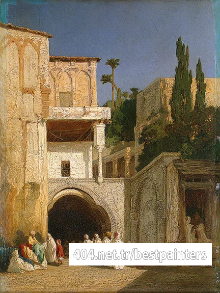 Descamps_Before_a_Mosque_(Cairo)_c1868