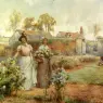 Glendening_Alfred_Augustus_A_Lady_And_Her_Maid_Picking_Chrysanthemums