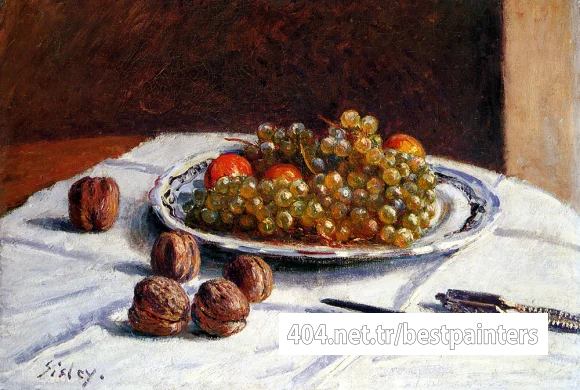 Sisley_Alfred_Grapes_And_Walnuts_On_A_Table