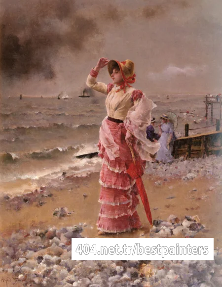 Stevens_Alfred_Femme_Elegante_Voyant_Filer_Un_Vapeur