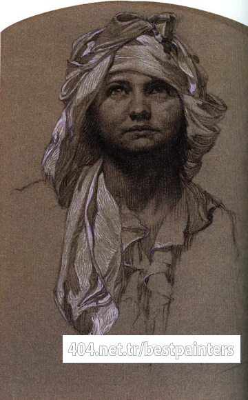 Mucha_Alphonse_Head_of_a_Girl