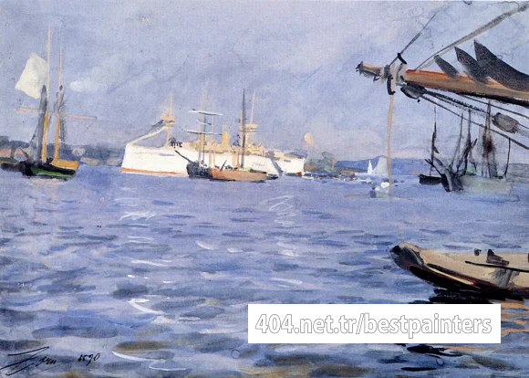 Zorn_Anders_The_Battleship_baltimore_In_Stockholm_Harbor