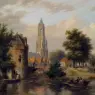 Hove_Bartholomeus_Johannes_Van_View_Of_A_Riverside_Dutch_Town