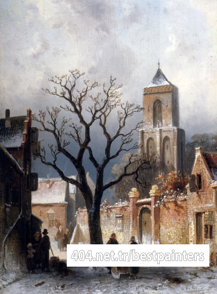 Leickert_Charles_Henri_Joseph_A_Village_Snow_Scene
