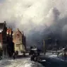 Leickert_Charles_Henri_Joseph_Figures_In_A_Dutch_Town_By_A_Frozen_Canal