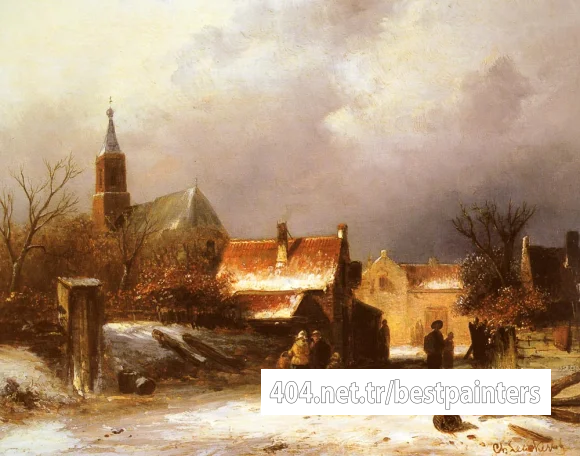 Leickert_Charles_Henri_Joseph_Figures_On_The_snow