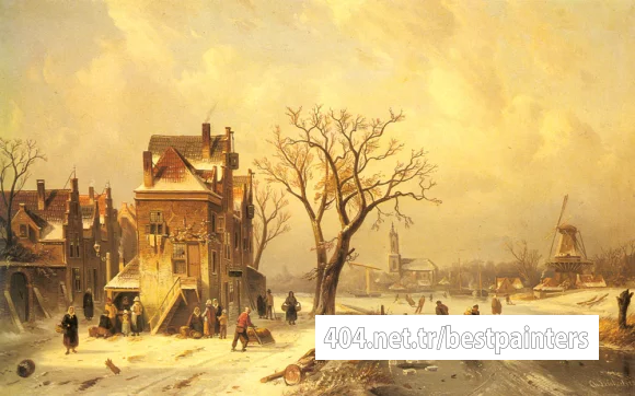 Leickert_Charles_Skaters_In_A_Frozen_Winter_Landscape