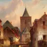 Leickert_Charles_View_In_A_German_Village_With_Washerwomen