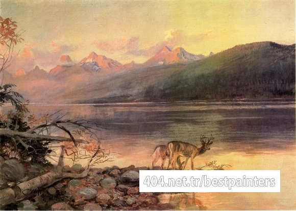 Russell_Charles_Marion_Deer_at_Lake_McDonald