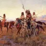 Russell_Charles_Marion_Four_Mounted_Indians_(Charles_Marion_Russell_circa_1914)