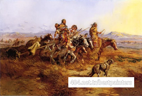 Russell_Charles_Marion_Indian_Women_Moving
