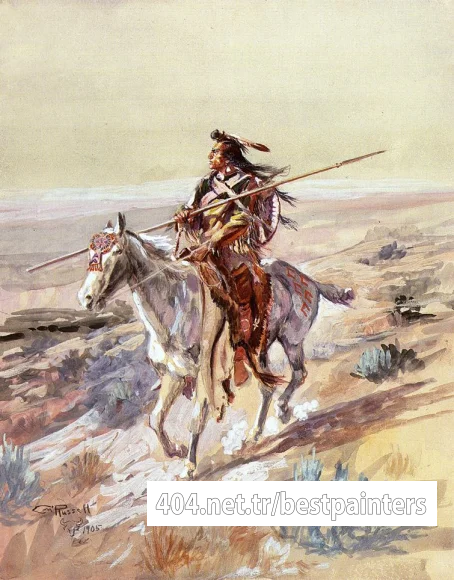 Russell_Charles_Marion_Indian_with_Spear