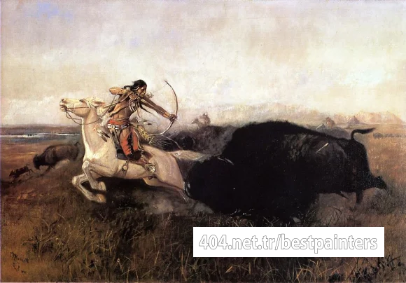 Russell_Charles_Marion_Indians_Hunting_Buffalo