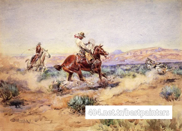 Russell_Charles_Marion_Roping_a_Wolf