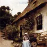 Bail_Joseph_Woman_Sewing_In_Front_Of_Her_Cottage