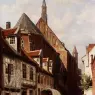 Springer_Cornelis_A_Busy_Street_In_Bremen_With_The_Saint_Johann_Church_In_The_Background