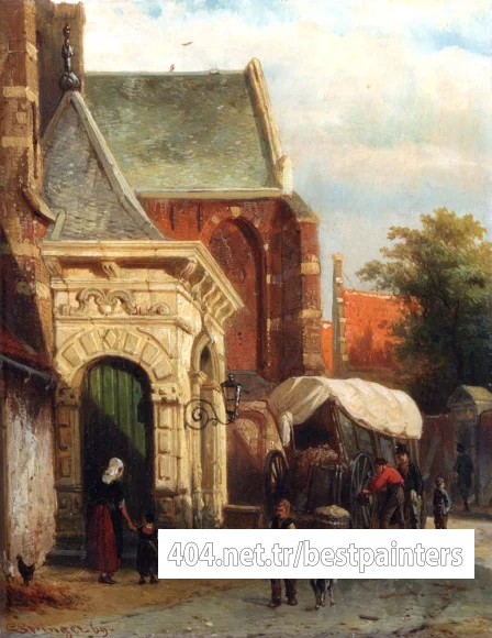 Springer_Cornelis_A_View_Of_The_South_Entrance_Of_The_St_Pancras_Church_Enkhuizen