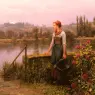 Knight_Daniel_Ridgeway_A_Woman_With_A_Watering_Can_By_The_River