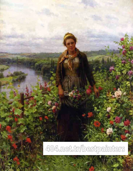 Knight_Daniel_Ridgway_A_Maid_in_Her_Garden