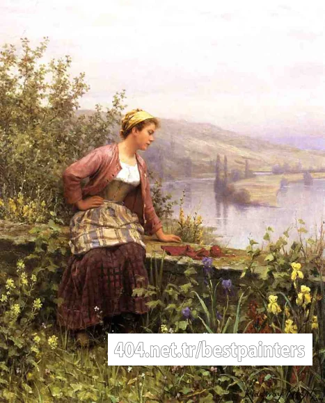 Knight_Daniel_Ridgway_Brittany_Girl_Overlooking_Stream