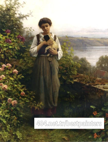 Knight_Daniel_Ridgway_Young_Girl_Holding_a_Puppy