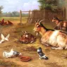 Hunt_Edgar_A_farmyard_Scene_With_Goats_Chickens_Doves
