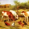 Hunt_Edgar_Calves_And_Chickens_Feeding_In_A_Farmyard