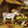 Hunt_Edgar_Chickens_And_Donkeys_Feeding_Outside_A_Barn