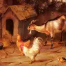 Hunt_Edgar_Fowl__Chicks_And_Goats_By_A_Dog_Kennel