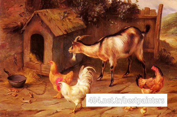 Hunt_Edgar_Fowl__Chicks_And_Goats_By_A_Dog_Kennel