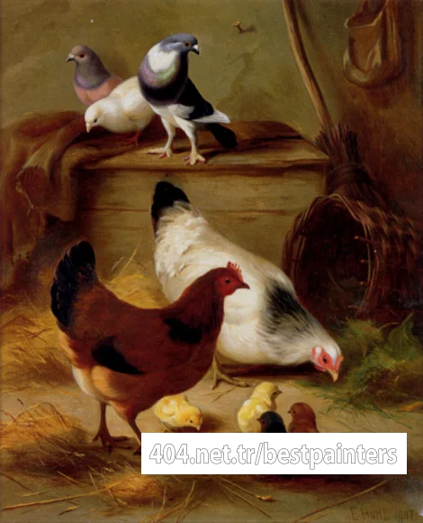 Hunt_Edgar_Pigeons_And_Chickens