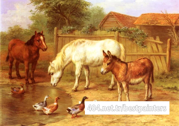 Hunt_Edgar_Ponies,_Donky_and_Ducks_In_A_Farmyard