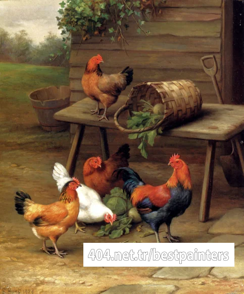 Hunt_Edgar_Poultry_In_A_Barnyard