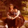 Munier_Emile_Deux_Filles_Avec_Un_Panier_De_Chatons
