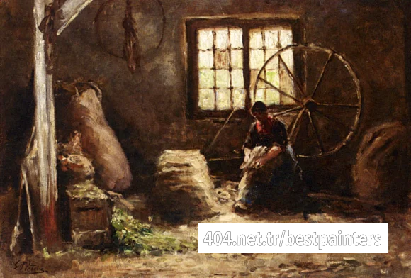 Pieters_Evert_A_Peasant_Woman_Combing_Wool