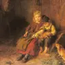 Schlesinger_Felix_Two_Children_Playing_With_Rabbits