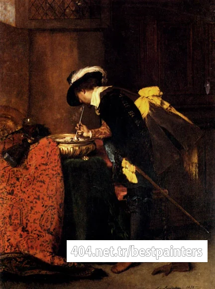 Roybet_Ferdinand_A_Cavalier_Lighting_A_Pipe
