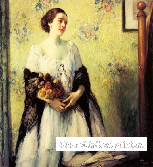 Toussaint_Fernand_A_Young_Woman_Holding_A_Bouquet