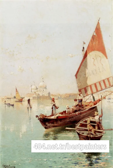 Unterberger_Franz_Richard_Sailboat_In_A_Venetian_Lagoon