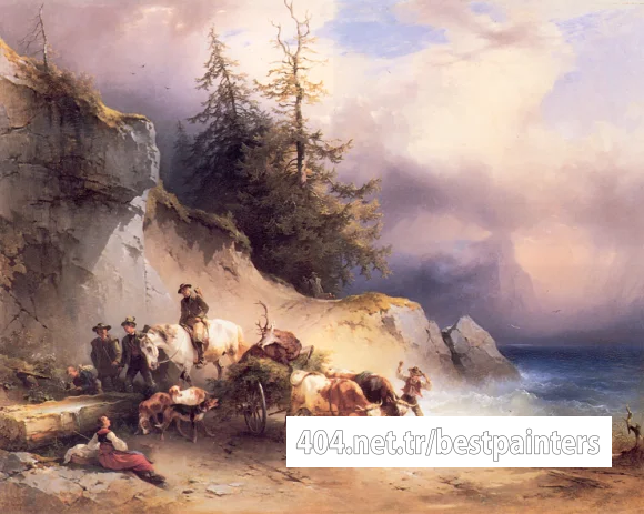 Gauermann_F_Heimkehr_von_der_Jagd_Am_Attersee
